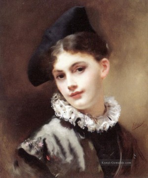  Gustave Werke - A Coquettish Lächeln Dame Porträt Gustave Jean Jacquet